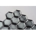 8mm Thickness Beveled Edge Glass Mosaic Grey Hexagon Tile Backsplash